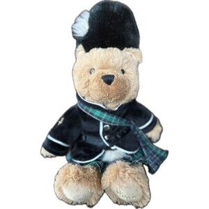 HARRODS Piper Teddy Bear 13” Stuffed Knightsbridge Scottish in Tartan Plush